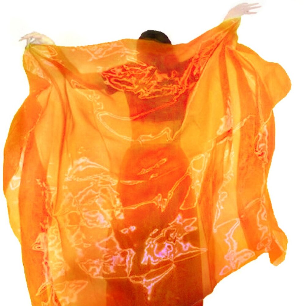 Belly dance veil 3 yards x 54 inches. Orange organza, New